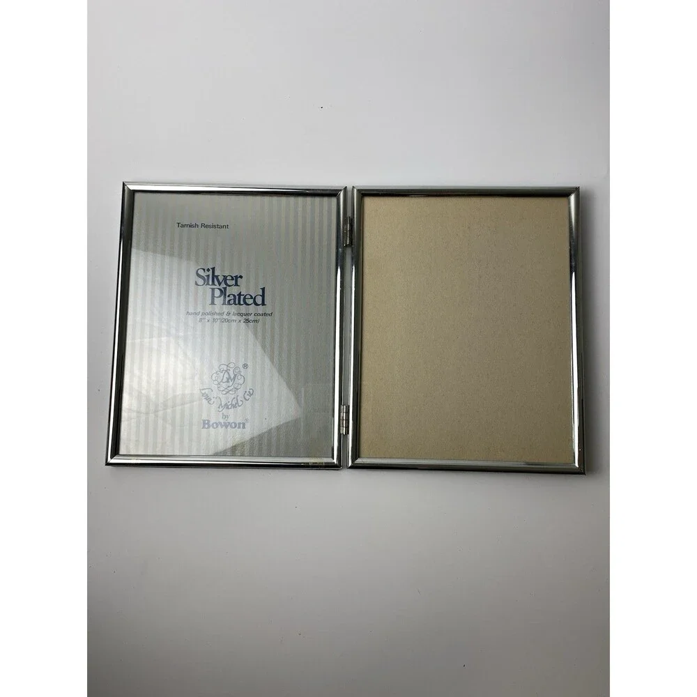 Loui Michel Bowon Silver Plated 8x10 Freestanding Double Hinged Picture Frames